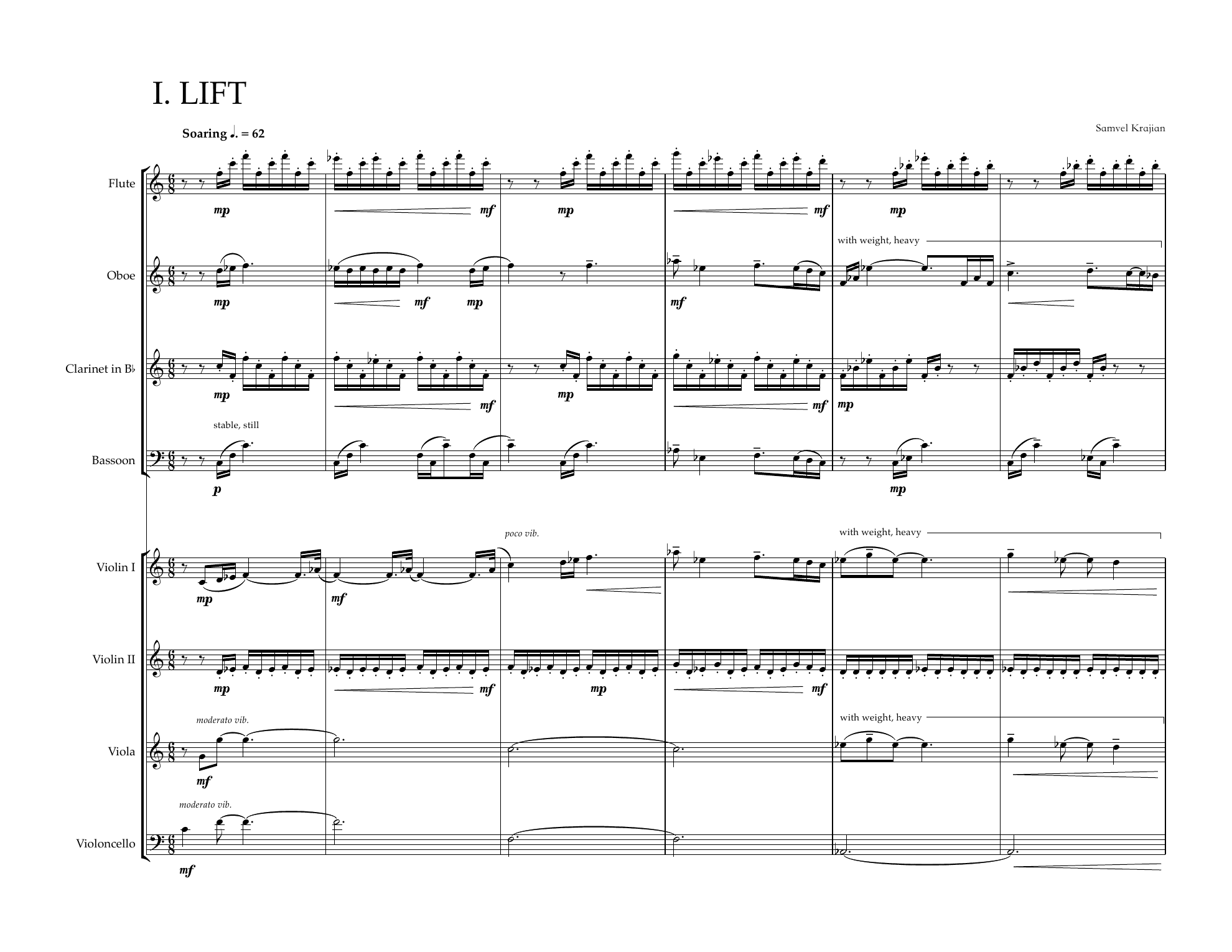 Kami, I. Lift — first page of the score