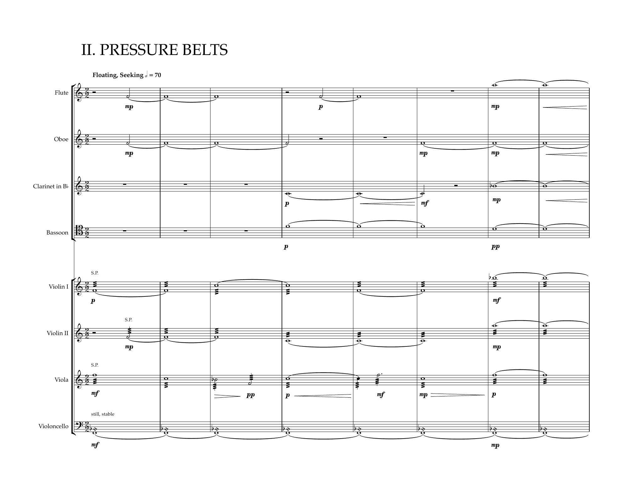 Kami, II. Pressure Belts — first page of the score